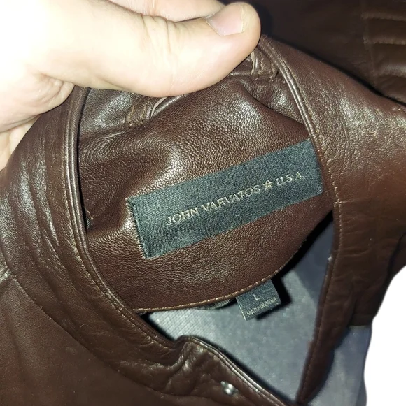 John Varvatos Lambskin | Leather Motorcycle | Ribbed Bomber Jacket | Cognac - Picture 4 of 10